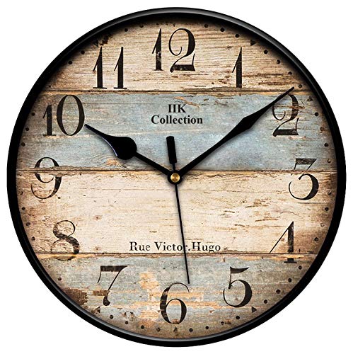 Image of IIK COLLECTION Plastic Designer Analogue Sweep Silent (No Tic-Tic Sound) Quartz Movement Round Wall Clock for Home, Wall Clock for Living Room, Bedroom, (12 X 12-inch, 30 cm x 30 cm x 6 cm)