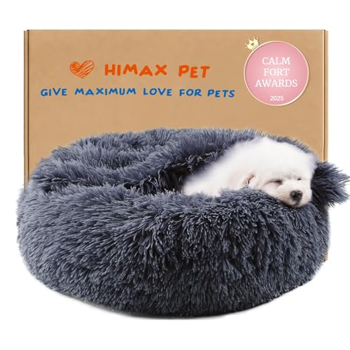 Himax Dog Beds for Small Dogs, Donut Dogs Beds with Blanket Attached, Calming Dog Bed Washable...
