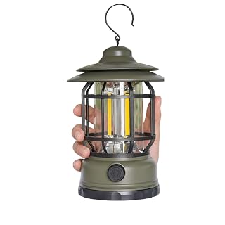 Drumstone (𝐒𝐩𝐞𝐜𝐢𝐚𝐥 𝟏𝟓 𝐘𝐞𝐚𝐫𝐬 𝐖𝐚𝐫𝐫𝐚𝐧𝐭𝐲) Rechargeable Camping Lantern with 1200mAh Battery, LED Light with Hook, Waterproof Portable Outdoor and Indoor Camp Light for Hiking