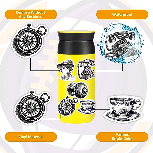 Black and White Retro Stickers for Laptop (50 PCS),Gift for Children Teens Adults Girl Boys,Waterproof Stickers for Water Bottle,Retro Vinyl Stickers for Scrapbook,Skateboard,Bike,Phone,Dairy - Image 4