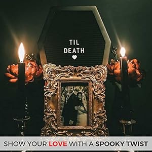 Coffin Letter Board Black With Spooky Seasonal Emojis 550 Characters Wooden Stand 17×105 Inches Coffin Shaped Goth Decor Sign Witchy Halloween Decorations Gothic Decor Birthday Wedding Home Spooky Gif