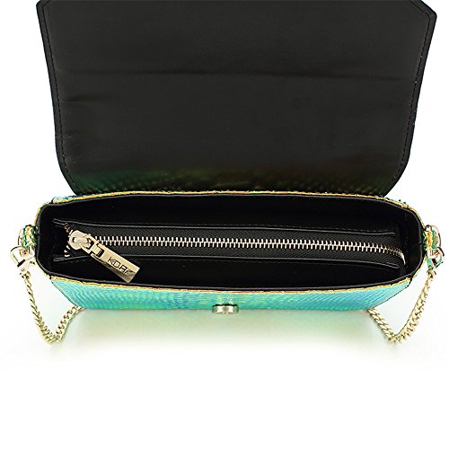 Holographic Snakeskin Crossbody Bag Shoulder Bag Women's Hologram Leather Purse (L Green)4