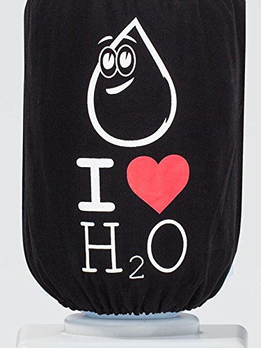 Image of Swayam 20 Litre Bottle Cover for Home & Office | Bottle Protector | Lace Closure at Bottom | Machine Washable | Environment Friendly | Digitally Printed | 44cm x 42cm x 32cm - Black