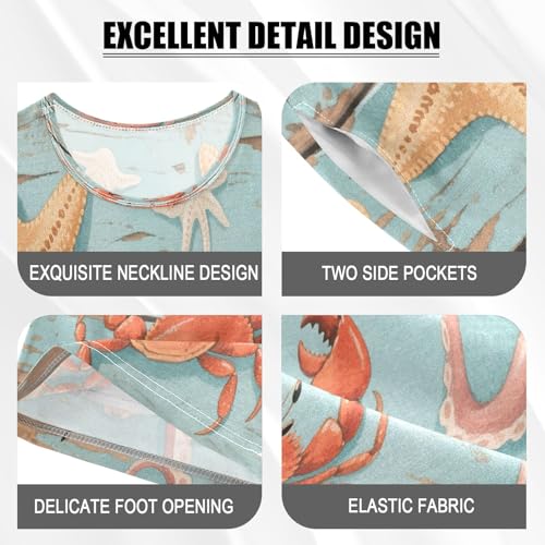 Wooden Board Sea Life Kids Pjs Set Boys Girls Summer Short-Sleeve Sleepwear Pajamas 2PCS4