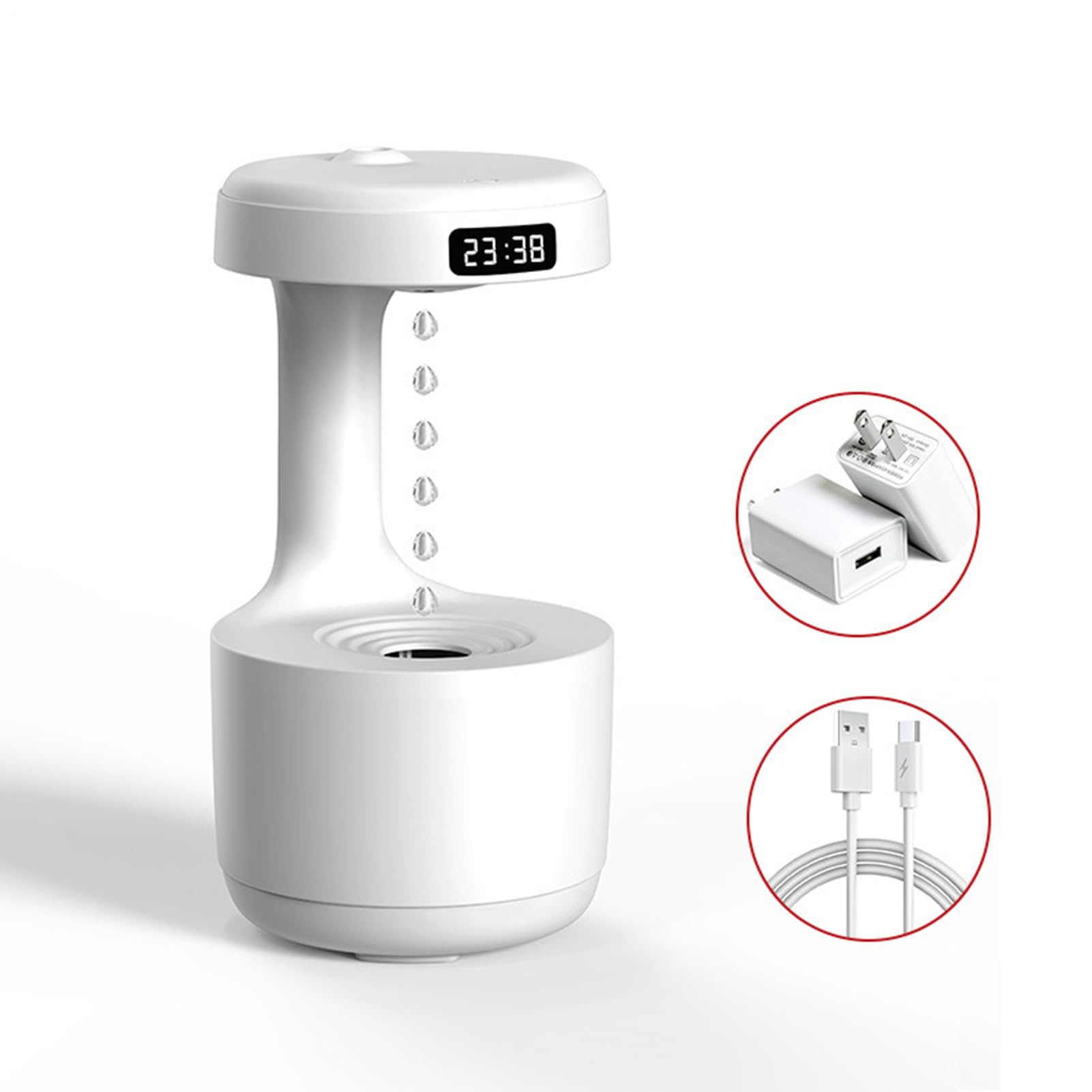 Umidificatore Diffusore Sicuro a a di Pioggia | Umidificatore con Luce Notturna per Comodino Casa Ufficio Scrivania Sonno Notte Appartamento Hotel