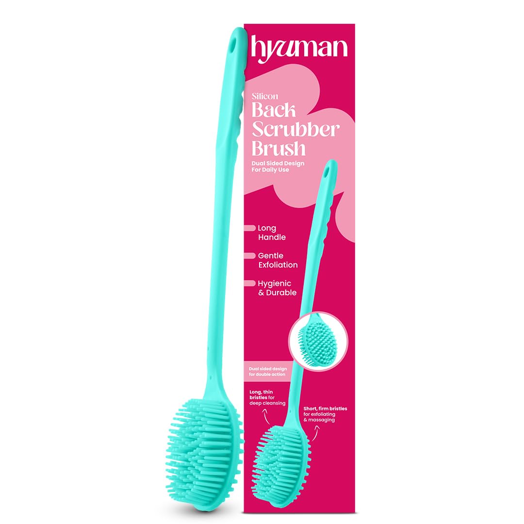 Hyuman Silicone Back Body Brush with Long Handle | Bathing Exfoliating Scrubber | Dual Side Back Scrub | Long Bristles-picture-24