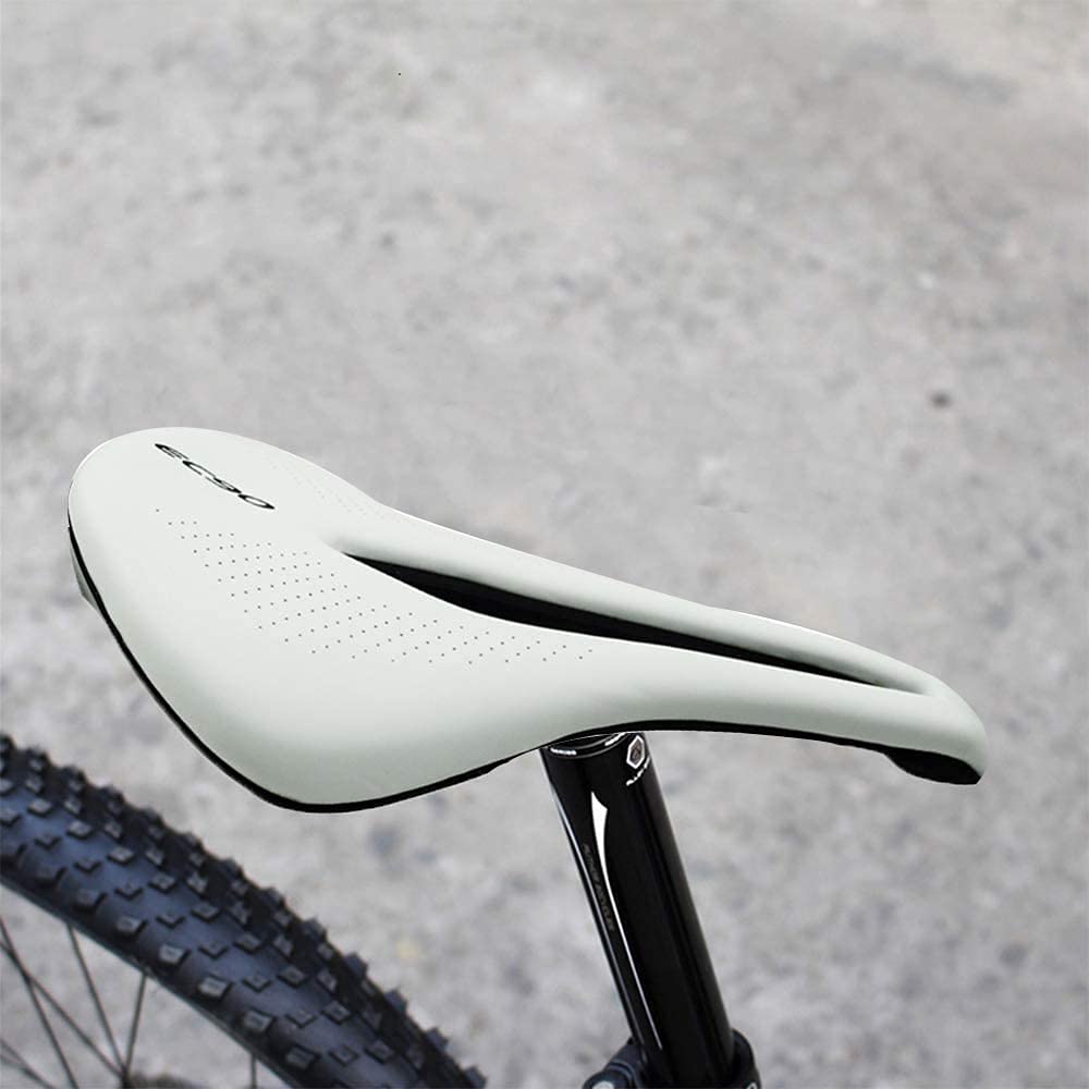 Fahrradsattel, Fahrradsitz, Leichter Gel-Fahrradsattel, atmungsaktive Fahrradsitze, ergonomisches Design for Mountainbikes und Rennräder(White)