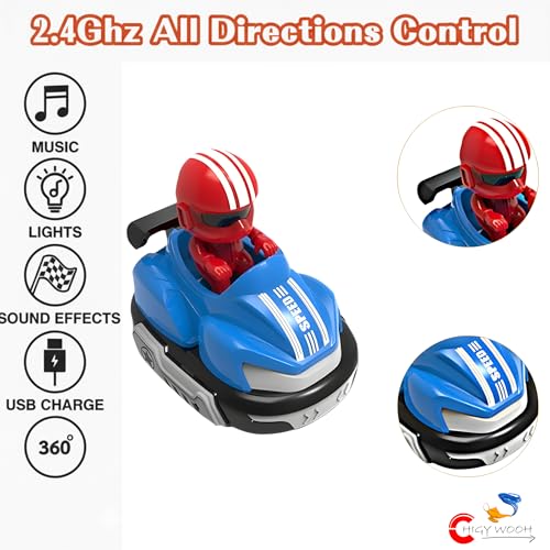 Image of Remote Control Bumper Cars Toy for Kids | 2 Pack RC Ejector Battle Race Vehicles | Light, Sound & 360Rotating, Football Car | Rechargeable Battery, Interactive Toy for Boys & Girls