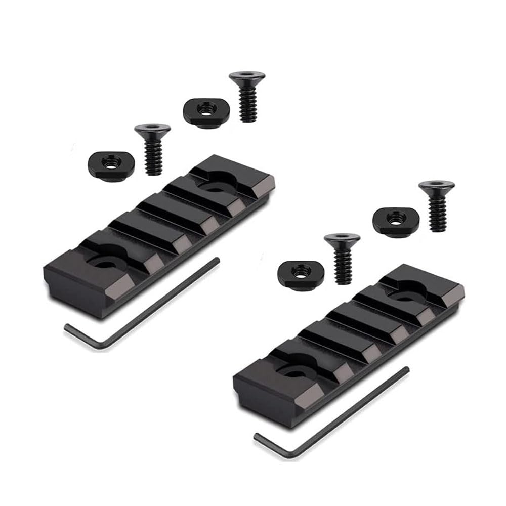 Paike 2 Stück 5-Slot M-LOK Aluminium Picatinny-Schienenabschnitt Zubehör – inkl. 4 T-Muttern und 4 Schrauben