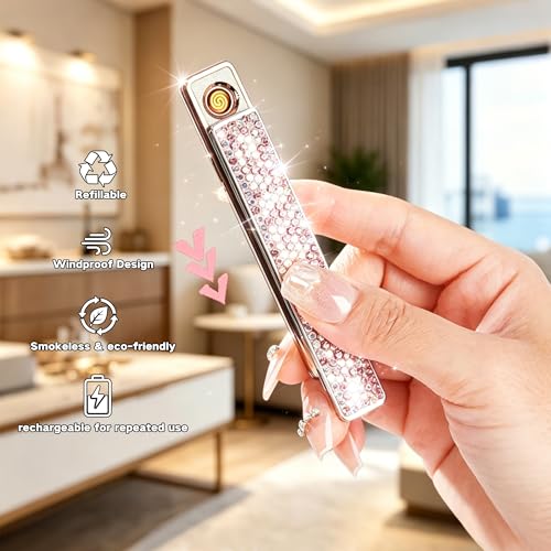 Encendedores eléctricos en forma de diamante rosa, 2 unidades miniatura 3
