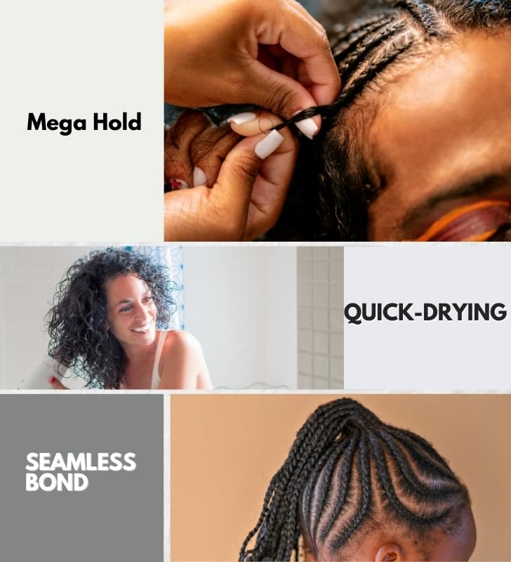 Edge Fixer Edge Control - 2x 24 Hour Tamer - Extra Mega Hold for All Hair Types– Bundle with 1x MELT'N Styling Gel Almond Oil+Biotin for Strong Hold & Curl Definition–Gift Set (3 Items)