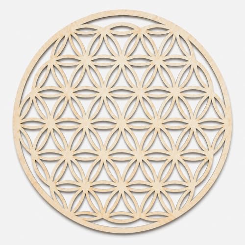 Blume des Lebens 40 cm Wanddeko Naturholz Baum Wanddekoration FLowe of Life Wooden Wall Decoration Wall Art Geometrische Ornamente Minimalistische Wandkunst Hängende Dekoration