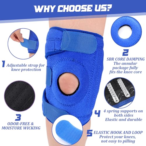 Image of Foilswirl 1 Pcs Kids Knee Brace with Side Stabilizers,Blue | Patella Gel Pad Opening, Adjustable Straps Youth Child Knee Brace Support, Meniscus Tear Sports Running