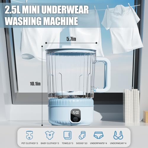 Image of Underwear Washing Machine, Upgrade 2.5L Mini Portable Washing Machine, Mini Washer Deep Cleans Small Clothes for Apartment, Dorm, RV, Travel & Hotel Use (Blue)