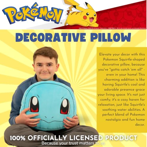 Image of Pokemon Squirtle Decorative Plush Pillow - Anime Bedding Accent for Kids - Super Soft, One Size - (Officially Licensed Product) by Franco