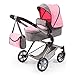 Bayer Design 18125AA Carrozzina per bambole City Neo, regolabile in altezza, convertible, rosa, grigio