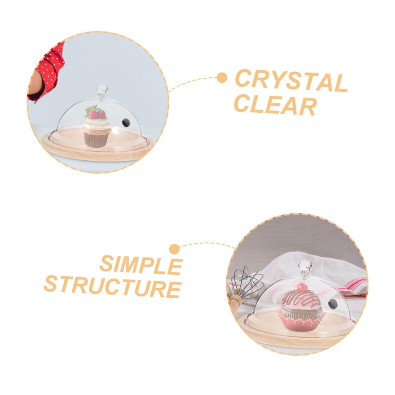 Cloche Design Unique et Confortable Protectrice Réutilisable en PC Transparent pour Gâteau et Fruits pour Présentation de Desserts