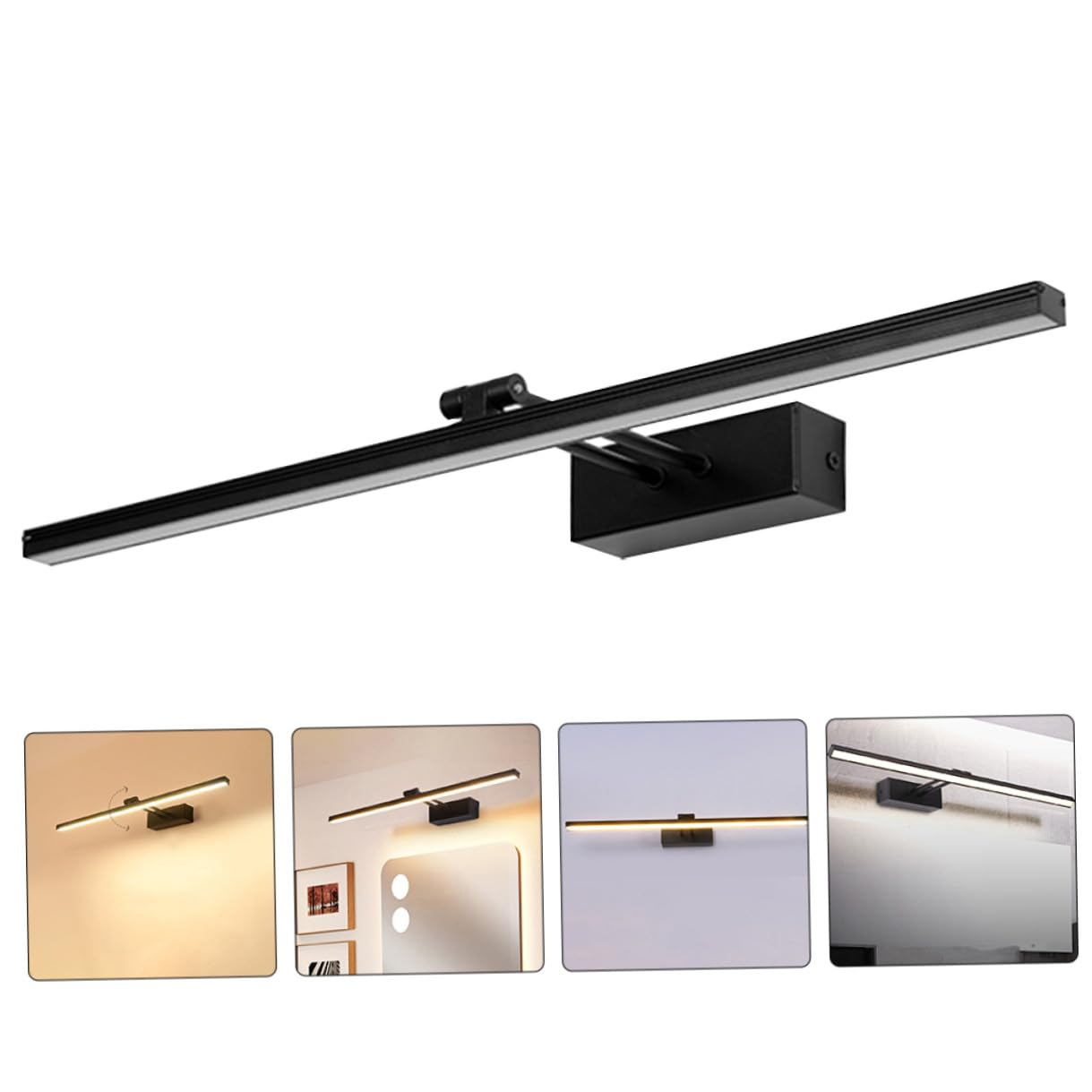 Lampada da Specchio LED per Bagno, Applique da Parete in Alluminio e PC Nero 10w Luce Calda, Illuminazione per Trucco e Toeletta, Design Moderno per Interni ed Esterni