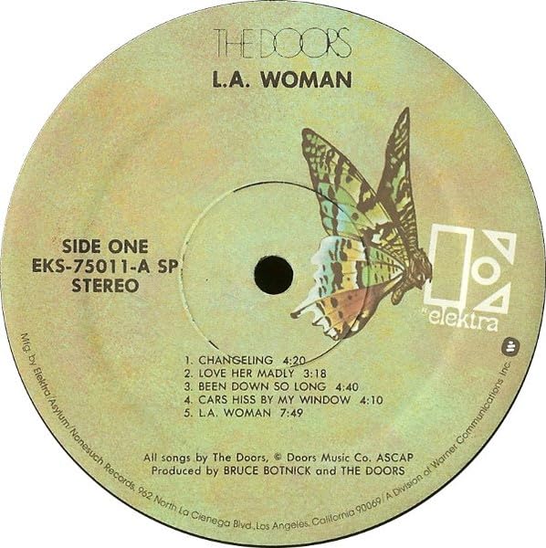 The Doors L.A. Woman Vinyl LP Side One Label