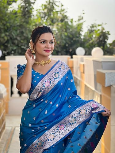 Divyadham Textiles sky blue banarasi silk saree – image 6