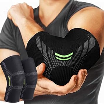 serveuttam Nylon Elbow Support for Gym (1 Pair) - Elbow Brace for Men Women Workout | Elbow Compression Sleeves for Tendonitis Pain Relief, Tennis, Volleyball, Cricket - Elbow Pain (Robotic, M)