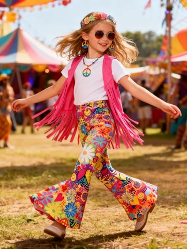 Disfraz Hippie para Niñas Koatobbor Talla 9-10 Años miniatura 5