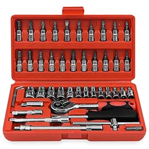 OcioDual Juego Herramientas de Mano MecÃ¡nicas Manuales Maletin Maleta 46 Piezas Carraca Reversible Vaso Combinadas Allen Taller