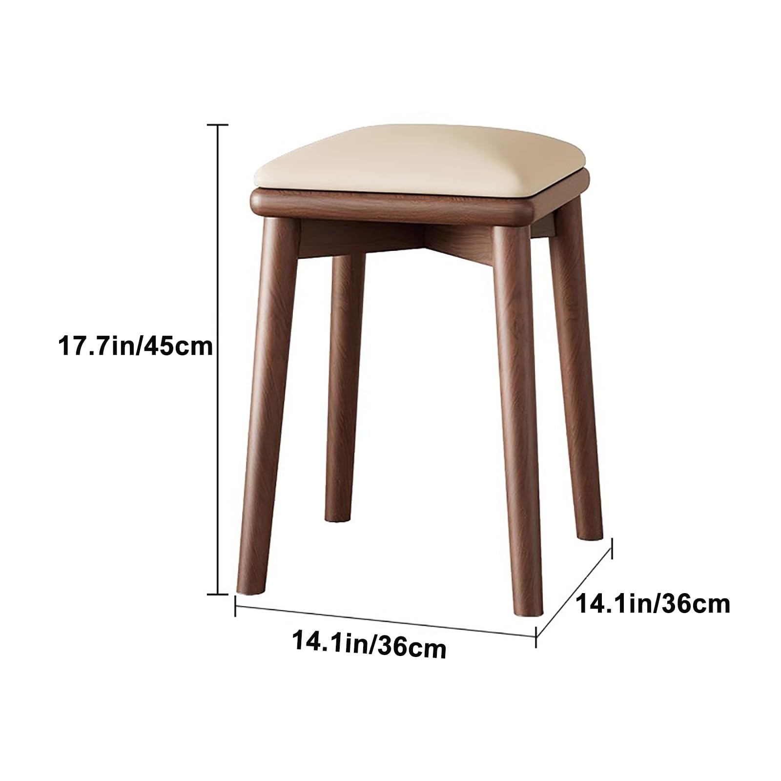 Esszimmerstuhl-Set aus Massivholz mit gepolsterter Katzenpfote aus Kunstleder, 45 cm Hochstühle im Landhausstil für Küche, Schlafzimmer, Schminktisch – Weiß