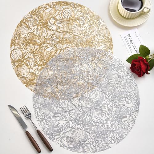 Set de table rond argent fleur ajoure pour sublimer l'ambiance chaleureuse de vos diners