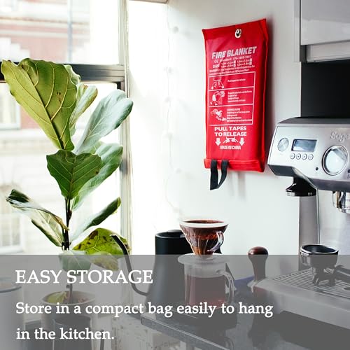Image of 4 Pack,40 inchx40 inch,Emergency Fiberglass Fire Blanket,Fire Suppression,Hooks | Easy Pull Tabs,No Mess After Use,No Expiration,Quick Emergency Response,Compact,Reusable,Kitchen,Grill,Camping,RV,Home,Garage