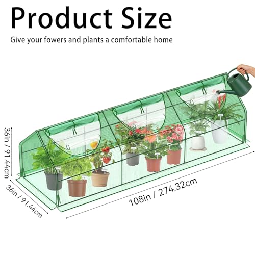 Image of 9x3x3Ft Large Greenhouse for Outside, Portable Green House with Mesh Vents