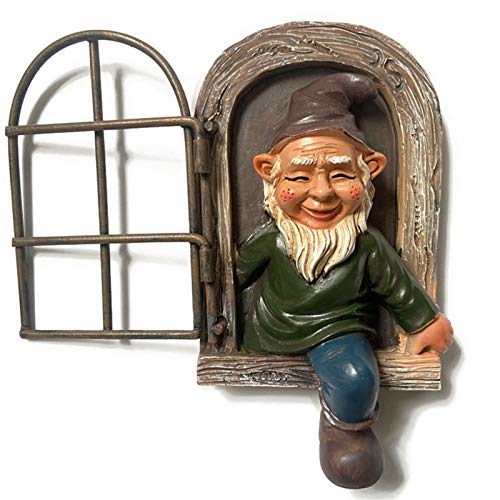 YWZQ Miniature Exquisite Ornaments Garden Statues Gnome Leave The Window Whimsical Tree Sculpture Garden Decoration Mini Garden Gnome indoor Outdoor Ornament