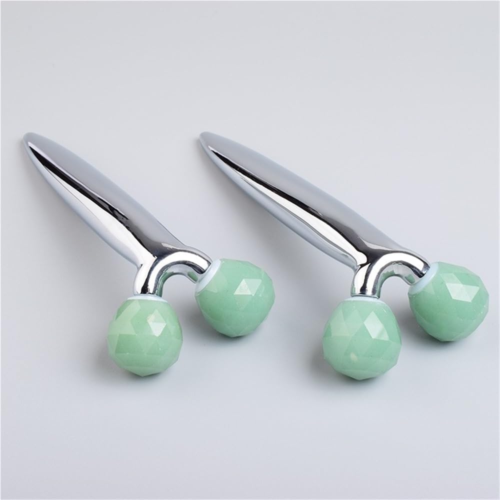 Masażer do twarzy Lifting twarzy 3D Roller Masażer Narzędzie do masażu cienkiego ciała Masażery w kształcie litery Y Masażer do skóry szyi Obrót o 360 stopni(Green)