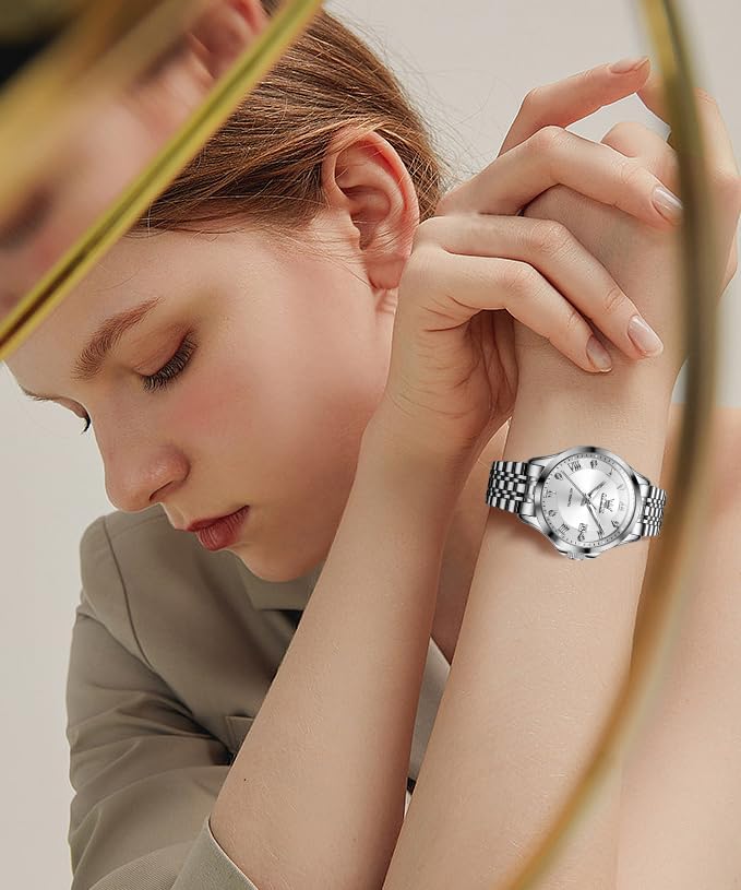 OLEVS Womens Automatic Watch Diamond Luxury Date Ladies Dress Classic Self Winding Wrist Watches Luminous Waterproof - Image 2