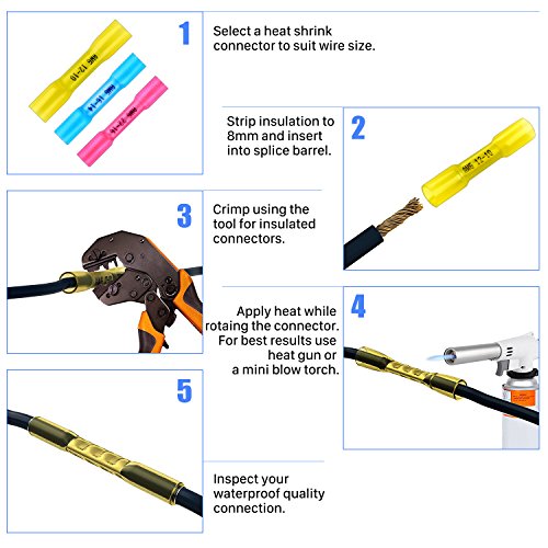 image for Haisstronica 200PCS Marine Grade Heat Shrink Butt Connectors,26-10 Gau
