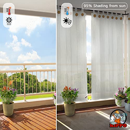 Image of HIPPO 230 GSM Outdoor Sun Blocking Balcony Loop Curtains Sun & UV Protection, Light Filtering 4.5FTX4.5FT Window Curtain (Arctic-White)