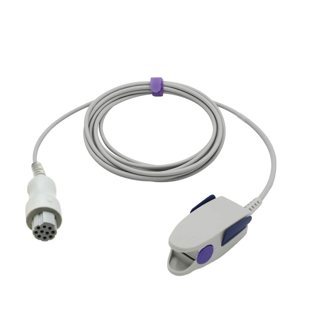 Sino-k Compatible For Datex Ohmeda OXY-F4-N Spo2 Sensor Adult Finger Clip 9.8 ft 10 Pins Connector FDA/CE Approved