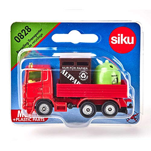 SIKU 0828, Recycling-Transporter, Metall/Kunststoff, Rot, Inkl. 1 Altpapier- und 1 Glas-Container – Bild 7