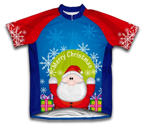 ScudoPro Peekaboo Santa Short Sleeve Cycling Jersey for Youth - Size XS Blue