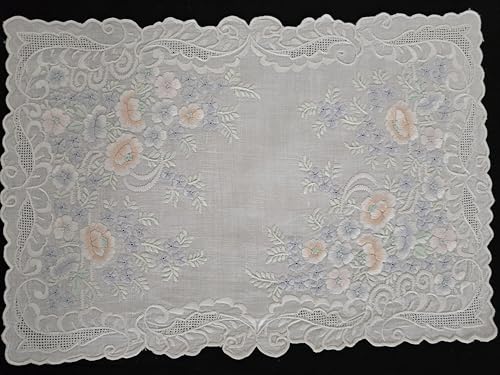 Broderie main au point complet : napperons en lin d'exception