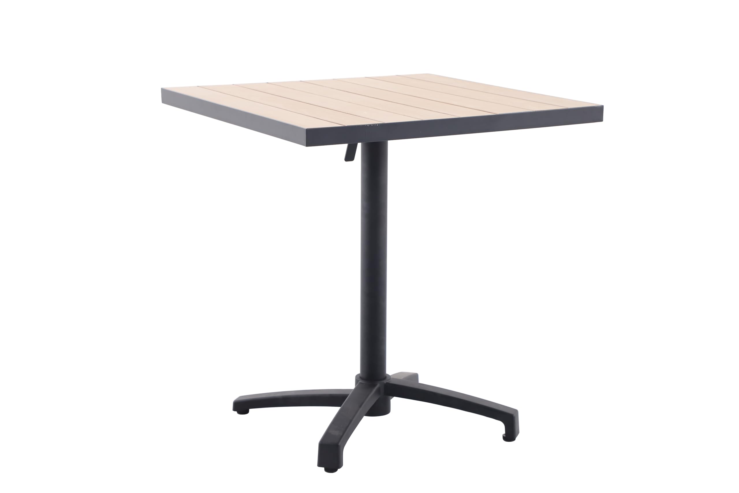 METRO Professional Table Carrée de terrasse SHAD, Rabattable, Aluminium, Aspect Bois, Résistante, Beige/Noir