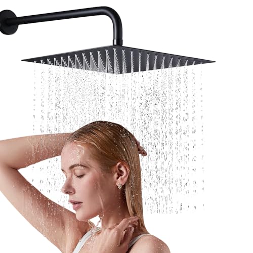 8 Pulgadas Cabeza de Ducha de Lluvia de Alta Presión,Regadera De Lujo Tipo Lluvia Con Brazos de Ducha de 30 cm,Regadera Cuadrada De Acero Inoxidable,Ultra Fino Ahorro de Agua...