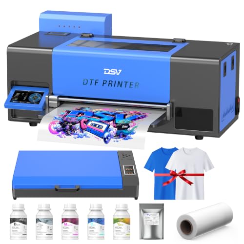 Image of DSV A3 DTF Printer with i3200 Industrial Printhead - Direct to Film Transfer Machine for Custom Apparel, 3X vs L1800, Holiday Mode Auto-Cleaning (Blue, I3200 Printer+Oven)