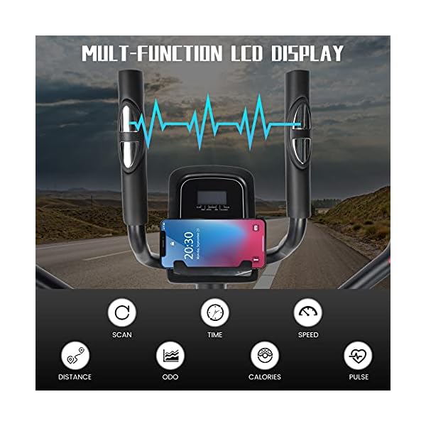 Dpforest Elliptical Exercise Machine for Home Use - Magnetic Elliptical Cross Trainer with LCD Monitor and Pulse Sensors,8 Resistance Levels for Indoor Gym Workout