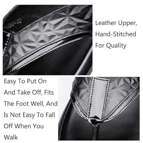 Men'S Leather Flat Bottom Flip Flops Comfortable Round Toe Soft Bottom Non-Slip One-Step Beach Summer Sandals3