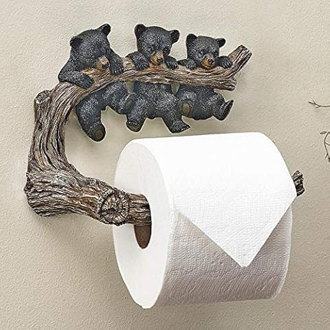 Black Forest Décor Bear Necessities Toilet Paper Holder - Rustic Bathroom Wall Décor for Cabin, Lodge, or Home, 8" W x 4" D x 6" H Cover