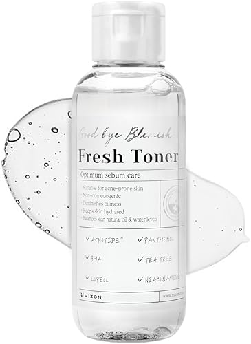 MIZON Goodbye Blemish Fresh Toner, BHA, niacinamida para exceso de sebo, piel con problemas, tratamiento para el acné, tratamiento de ruptura,