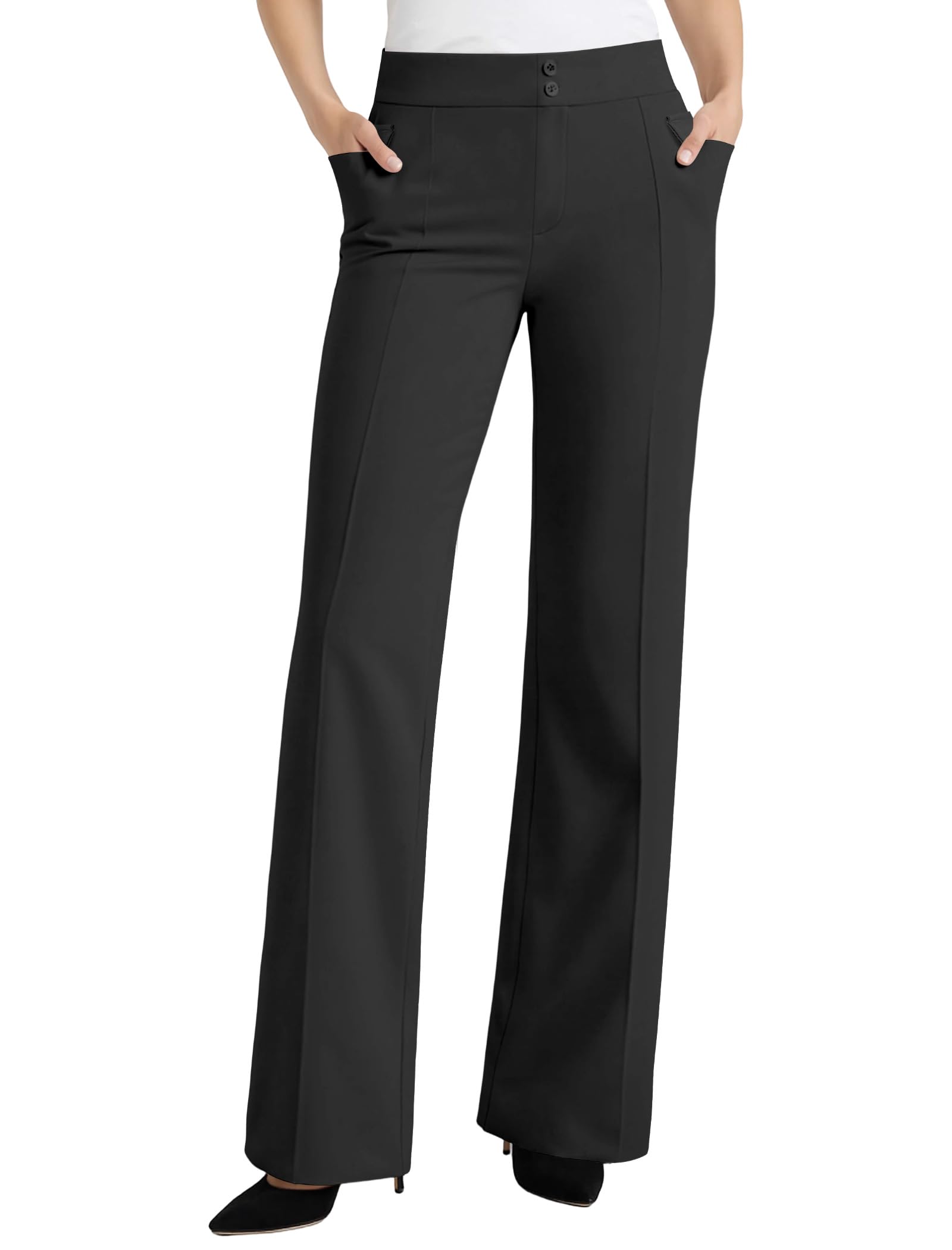 SEMARO Womens High Waist Dress Pants Business Casual Work Office Pants Wide Leg Stretchy Lounge Trousers