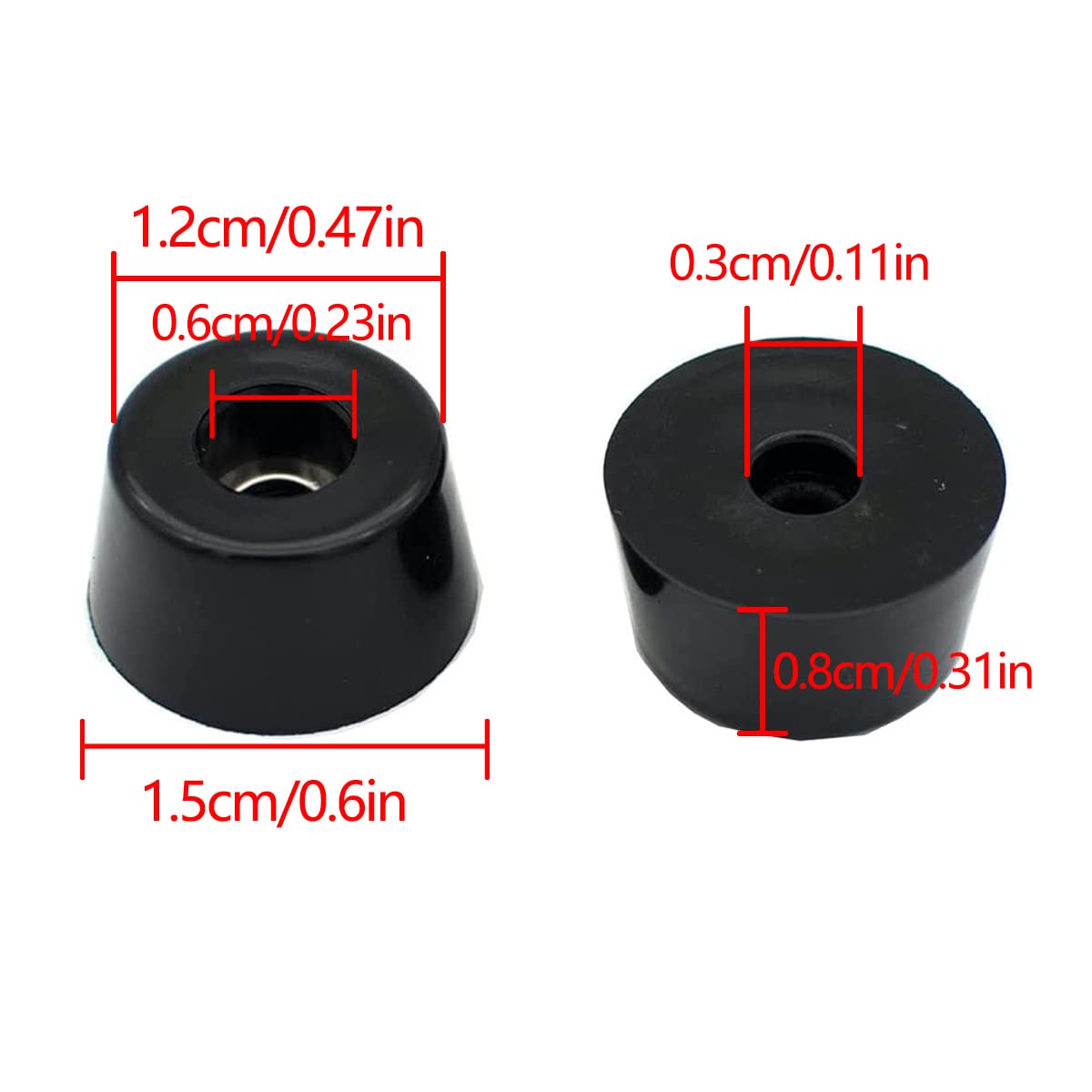 20 Pack Large Hard Rubber Bumper Feet - 1.25" Size With Screws & Washers For Furniture & Appliances