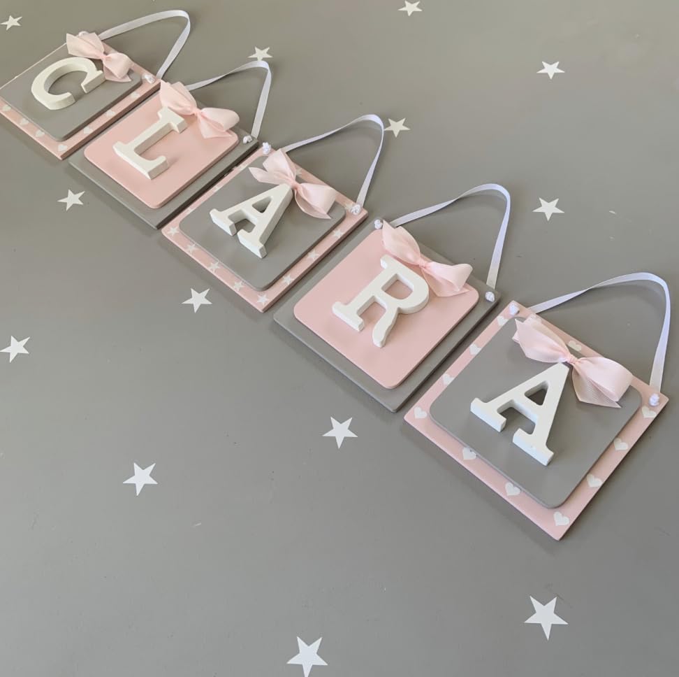 Miniatura 2 de Nursery name sign nursery letters name letters baby letters wooden baby letters name tiles sign nursery wall sign nursery wall art boys (4 tiles,